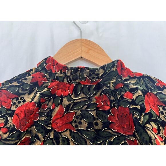 Vintage ‘90s Rampage Black Velvet Crushed Floral Print Bolero Evening Jacket S - Picture 4 of 6